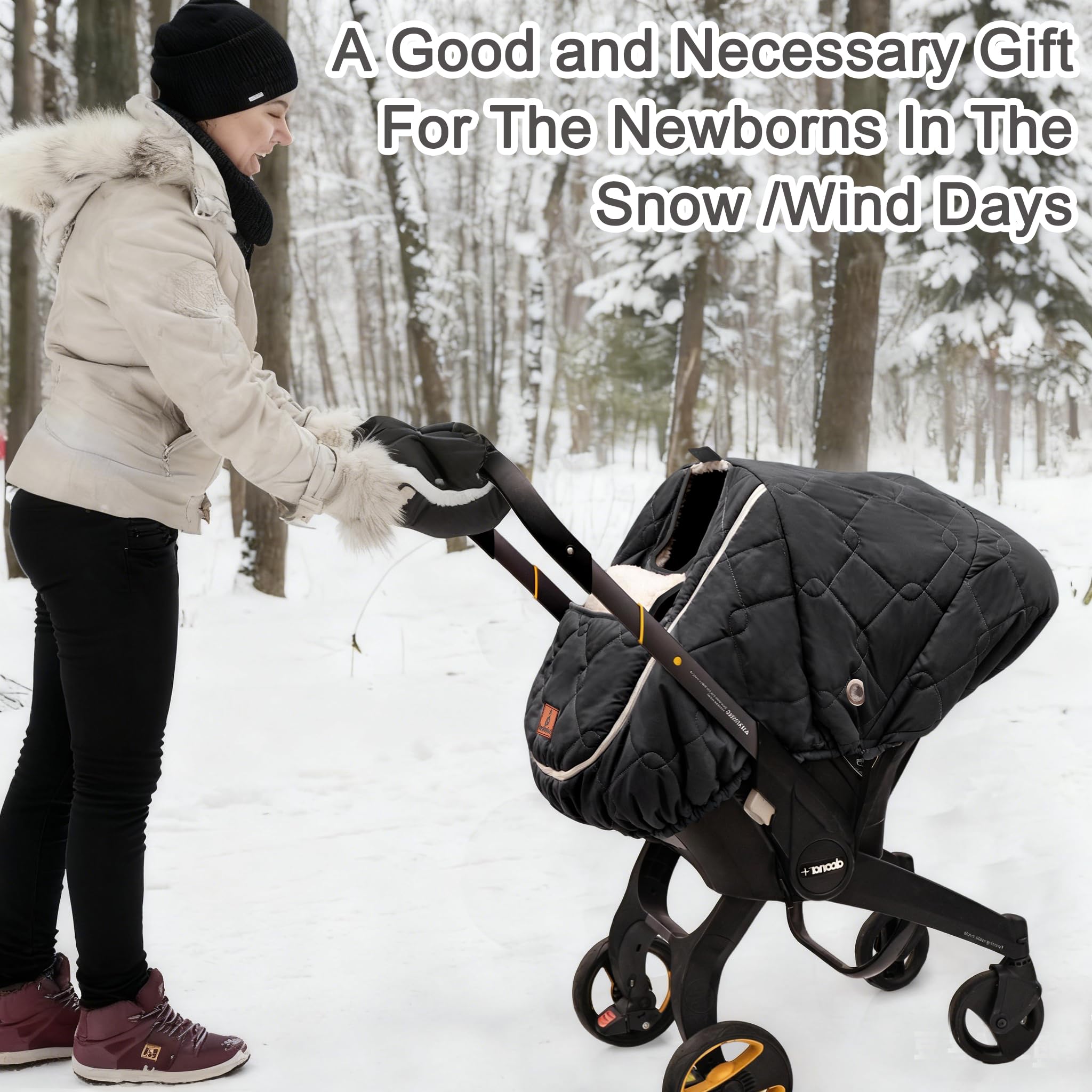 Beatoutou black car seat cover shown in a on-the-go lifestyle