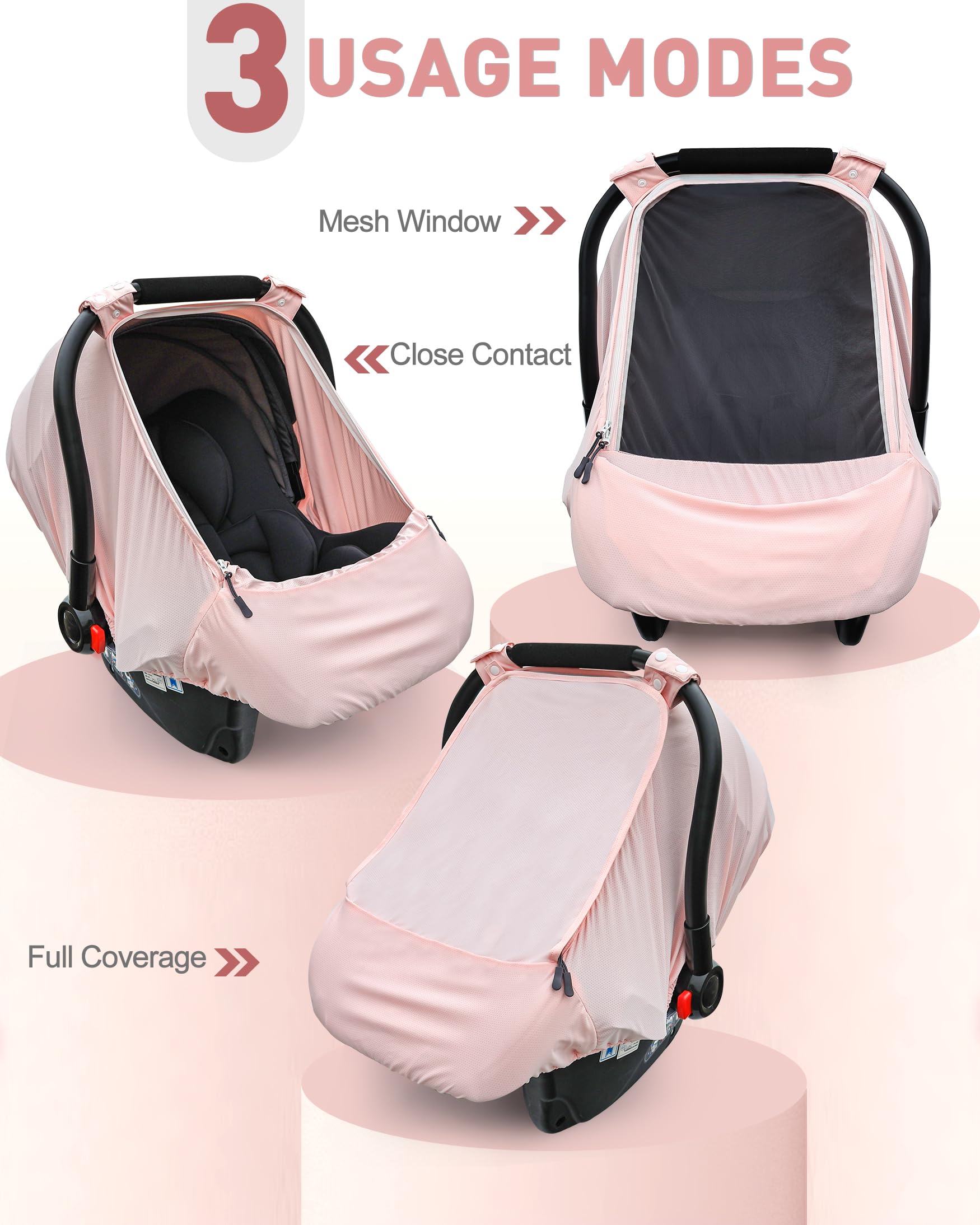 Beatoutou car seat cover 360-degree coverage shields baby from light