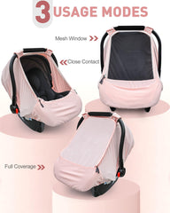 Beatoutou car seat cover 360-degree coverage shields baby from light