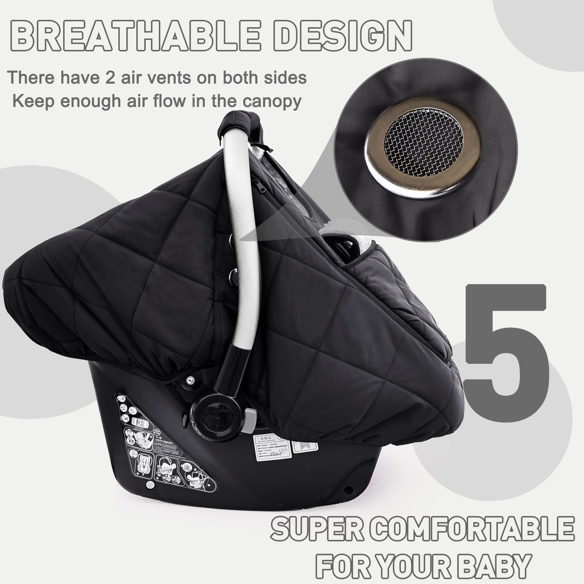 Beatoutou elastic bottom secures the cover on most car seats.