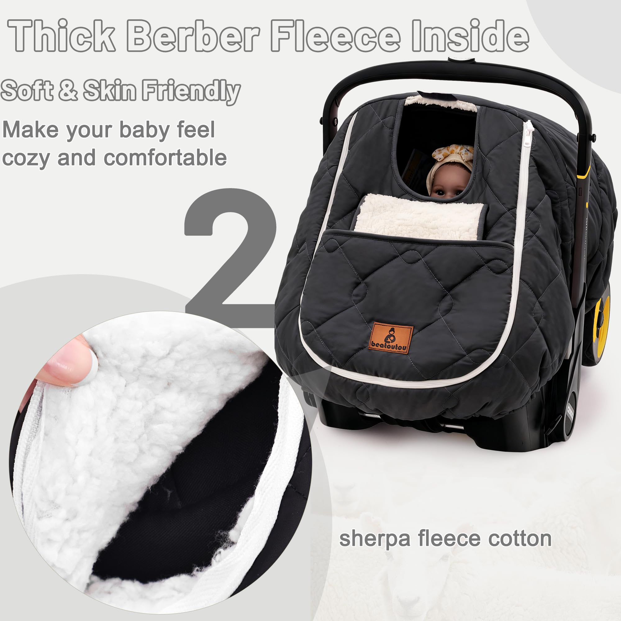 Beatoutou cover with plush fleece interior for warmth and softness