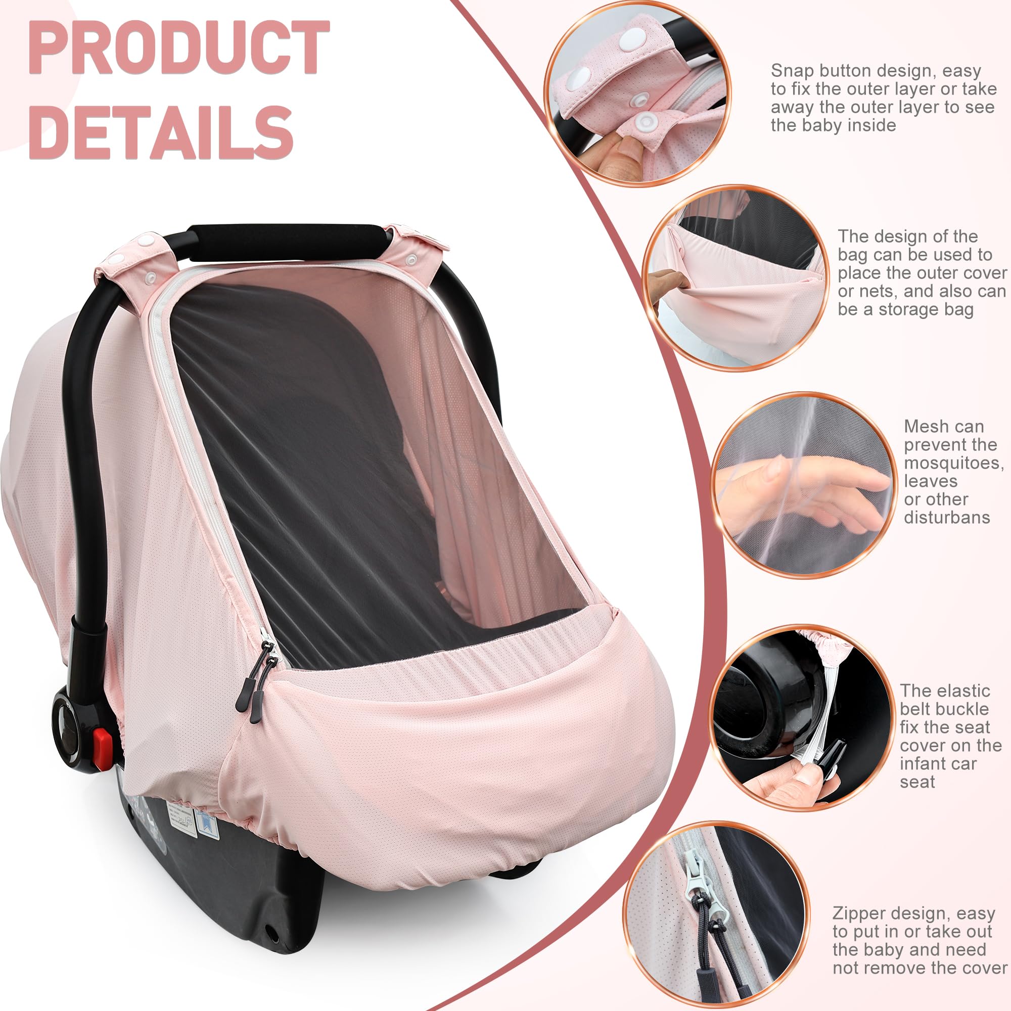 Beatoutou universal-fit canopy designed for most car seats and strollers
