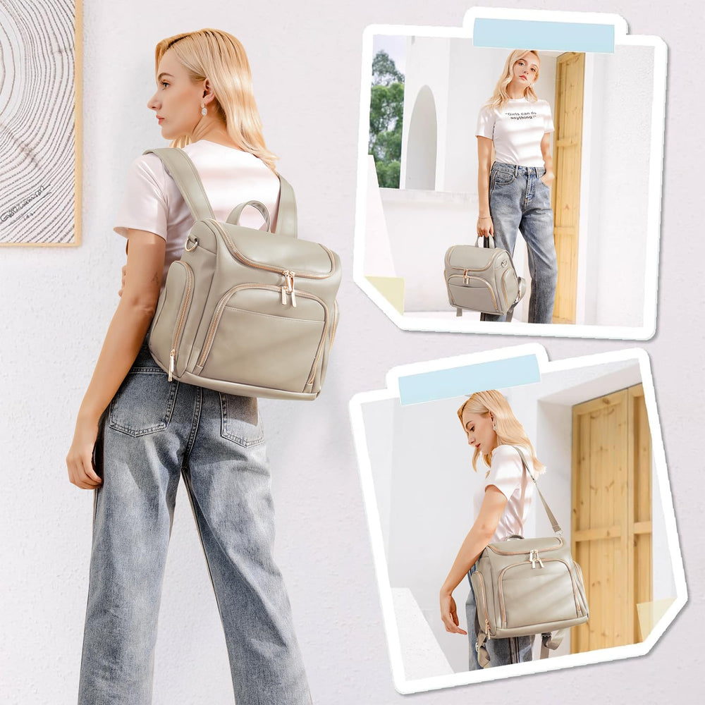 Beaulyn diaper bag features hidden anti-theft pocket for secure phone storage.