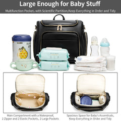 Beaulyn leather diaper bag backpack anti theft pocket secures valuables like your phone