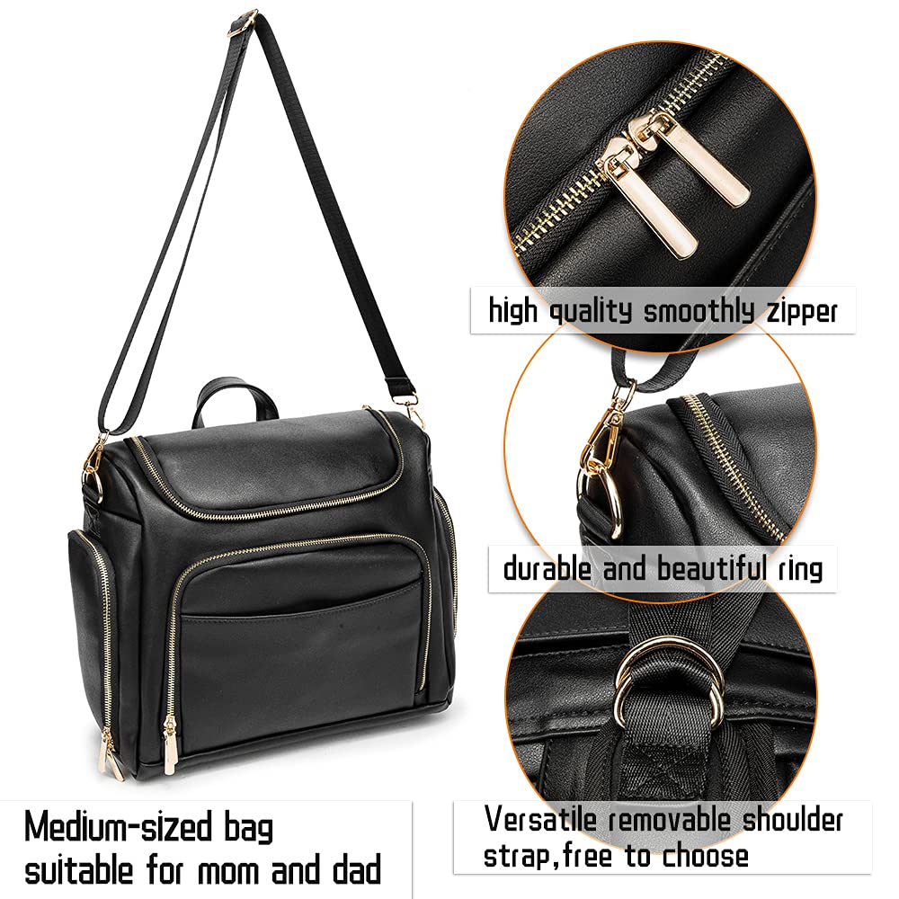 Beaulyn leather diaper bag backpack changing pad for comfortable diaper changes on the go