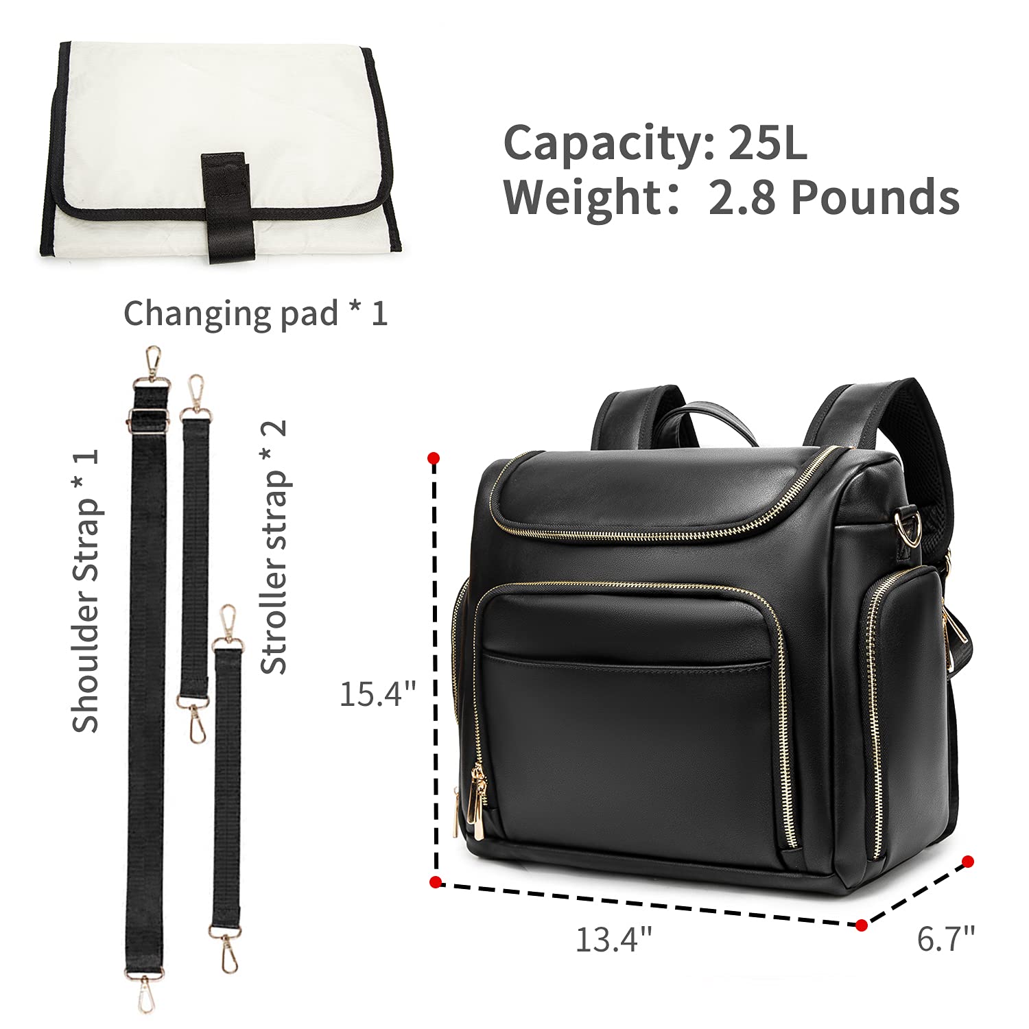 Beaulyn leather diaper bag backpack stroller straps enable hands free strolling