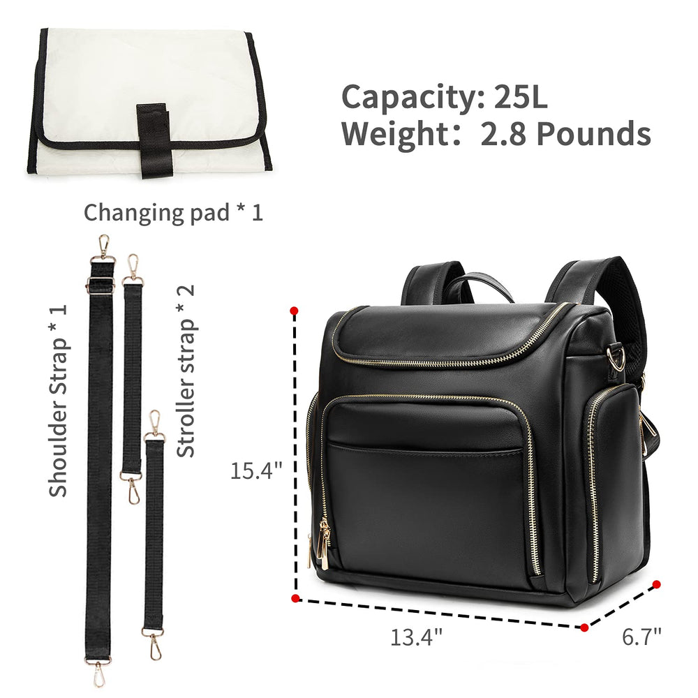 Beaulyn leather diaper bag backpack stroller straps enable hands free strolling
