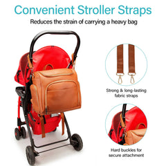 Beaulyn leather diaper bag backpack waterproof inner pocket for wipe-clean convenience.