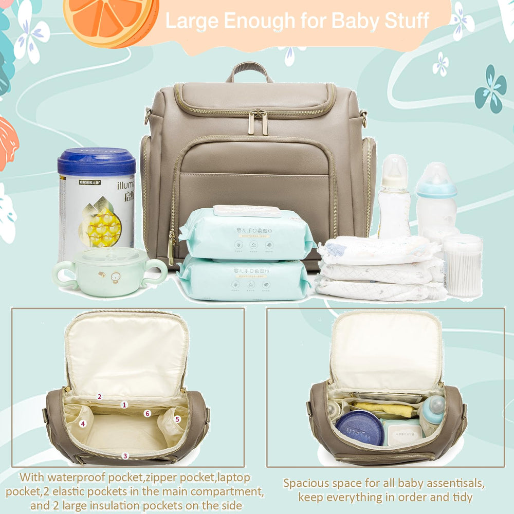 Beaulyn bag shows two stroller straps for hands-free strolling.
