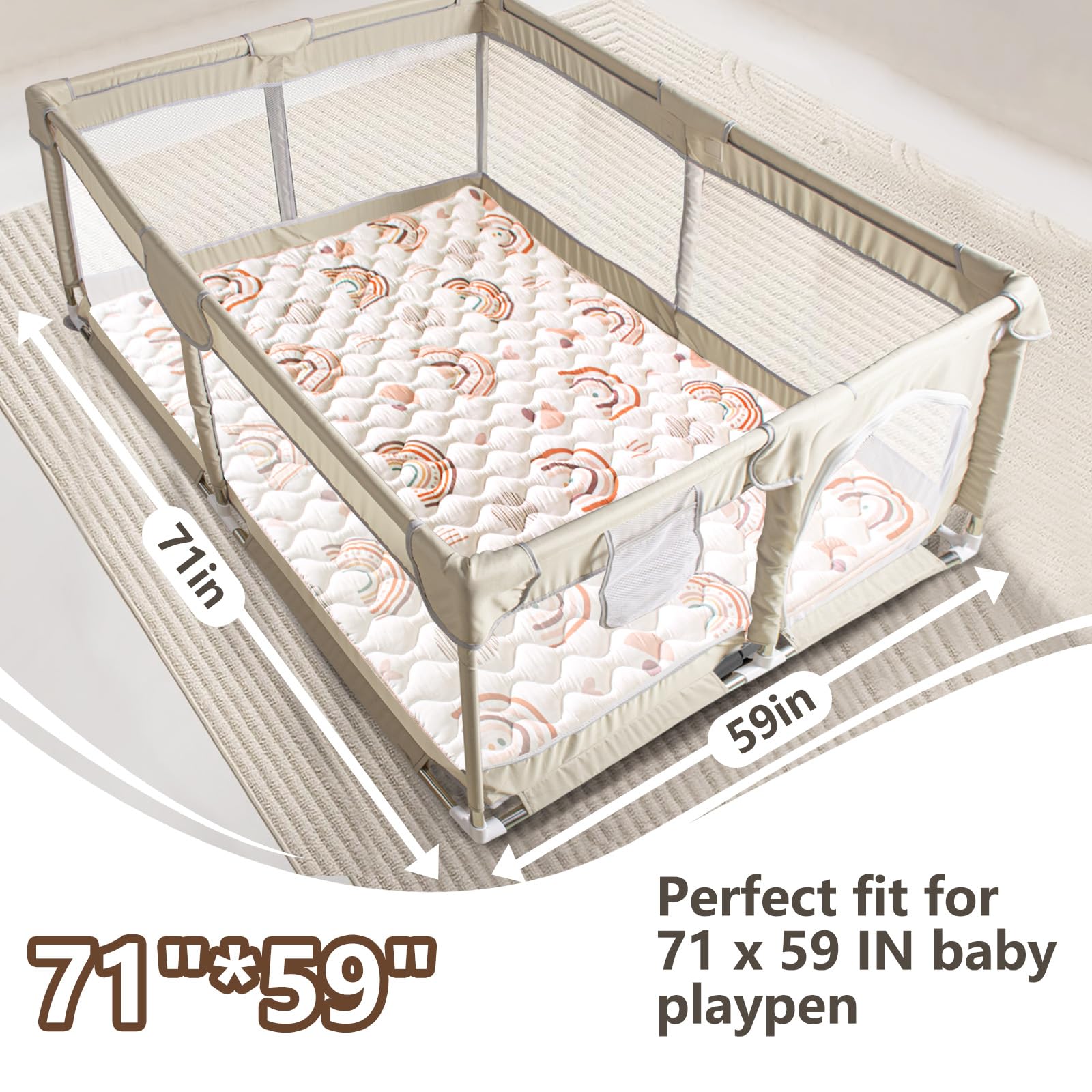 Beavtaens anti-slip underlay keeps babies secure during crawling.
