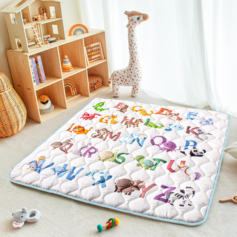 Beavtaens Baby Play Mat animal alphabets design engages visual exploration for babies.