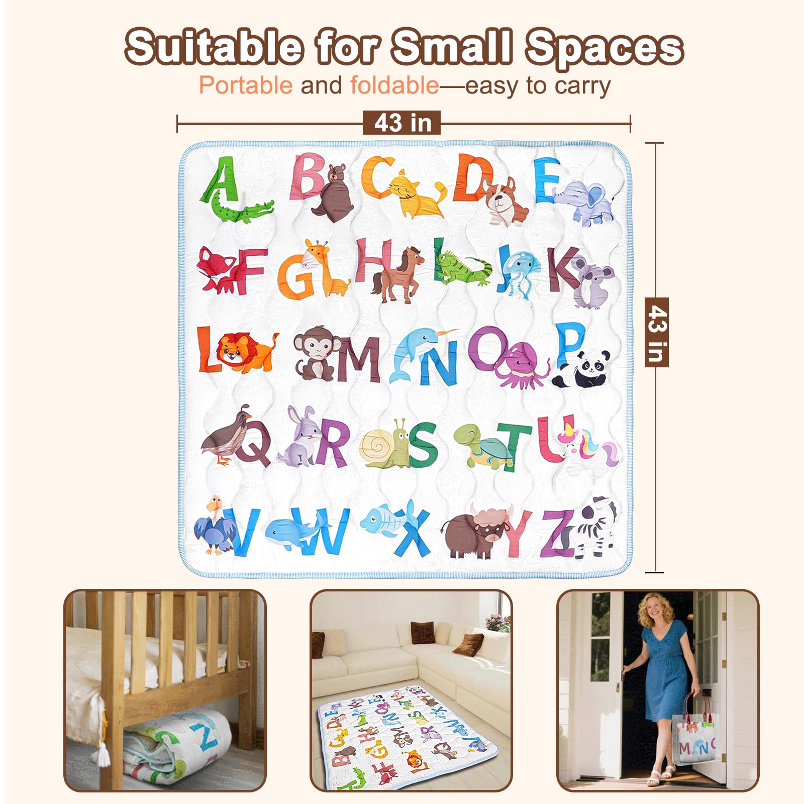 Beavtaens baby play mat anti-slip bottom keeps babies secure.