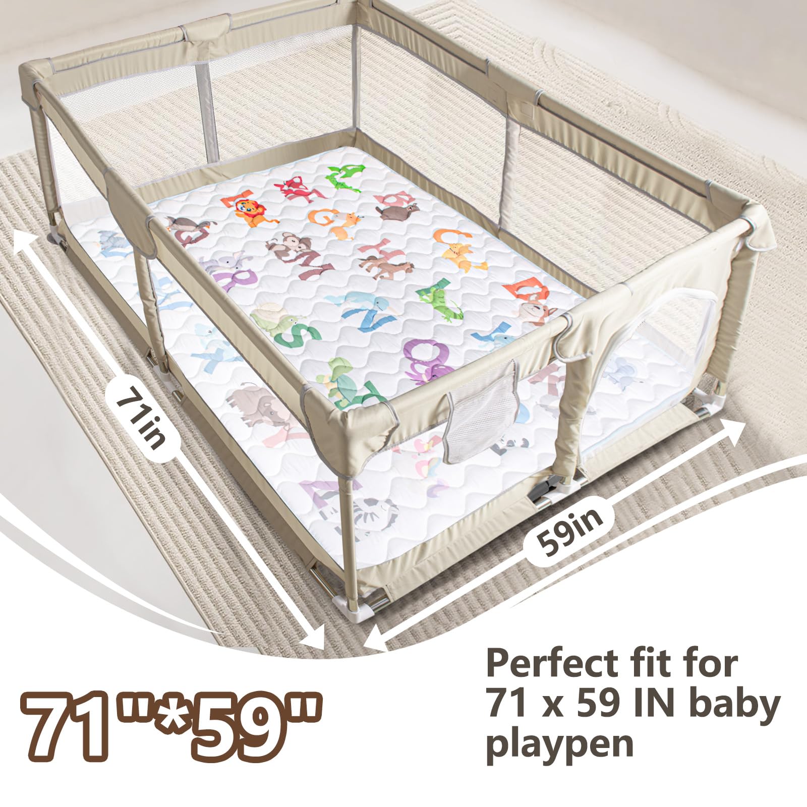 Beavtaens anti-slip dots keep the mat stable during crawling and playtime.