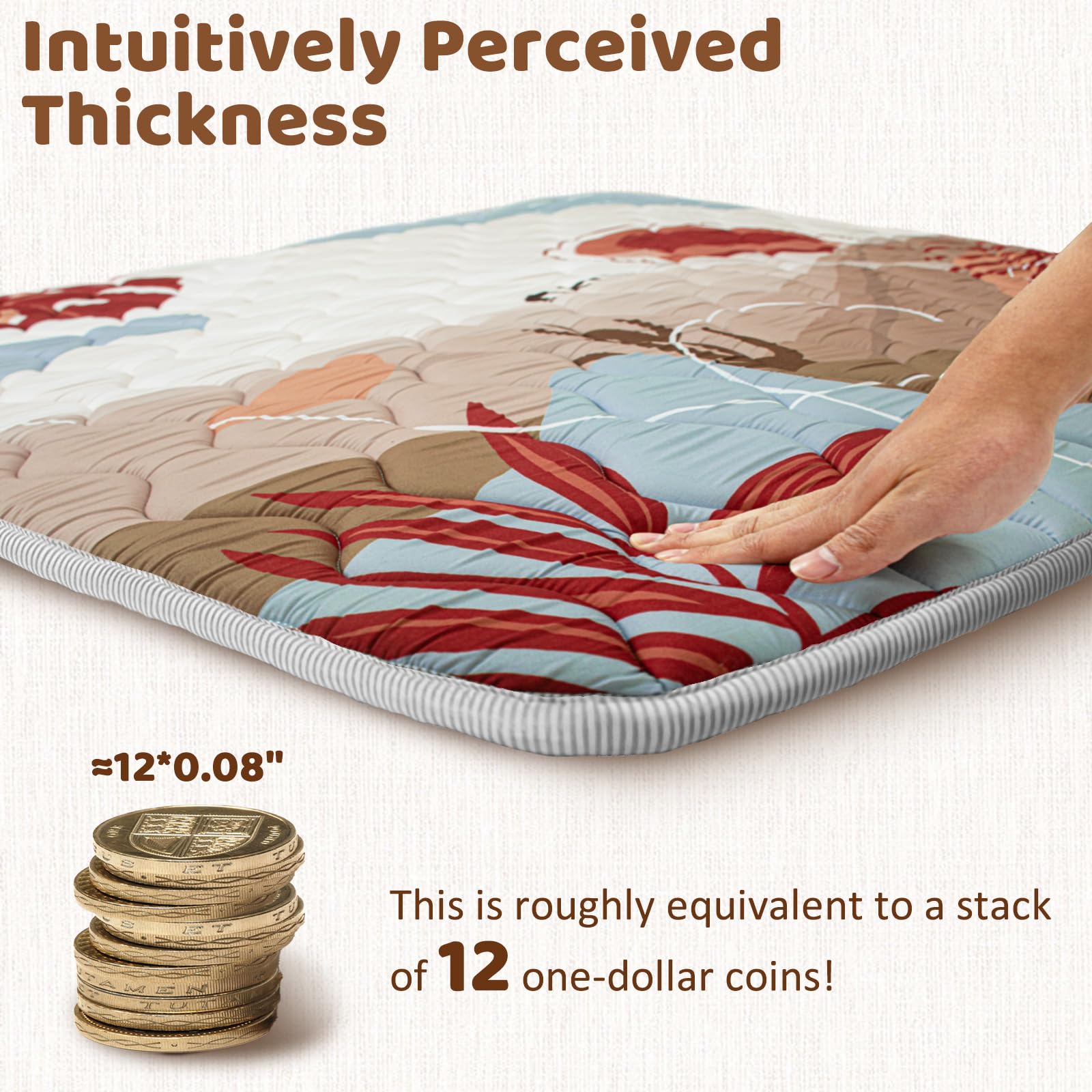 Beavtaens desert play mat fits a 50x50 playpen snugly