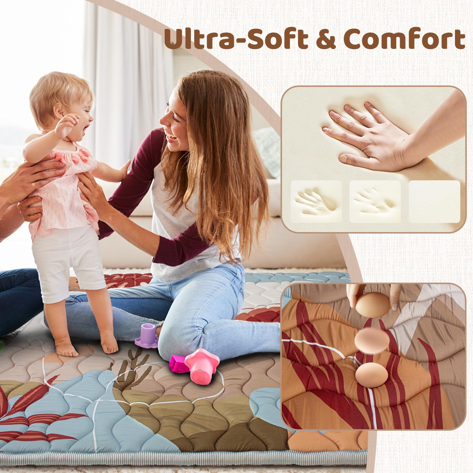 Beavtaens desert play mat is machine washable for quick cleanup