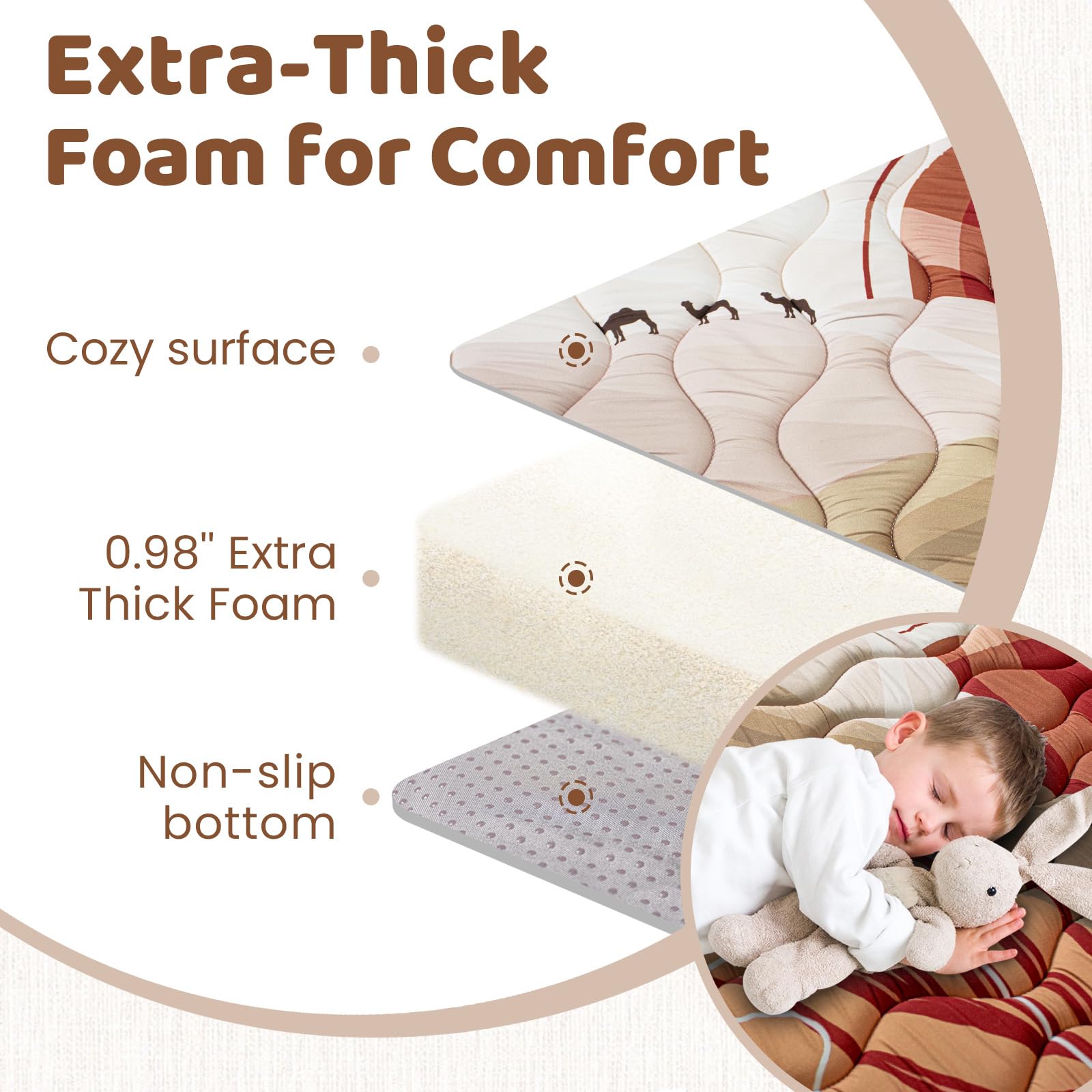 Beavtaens desert play mat shows upgraded non-slip dots for stability