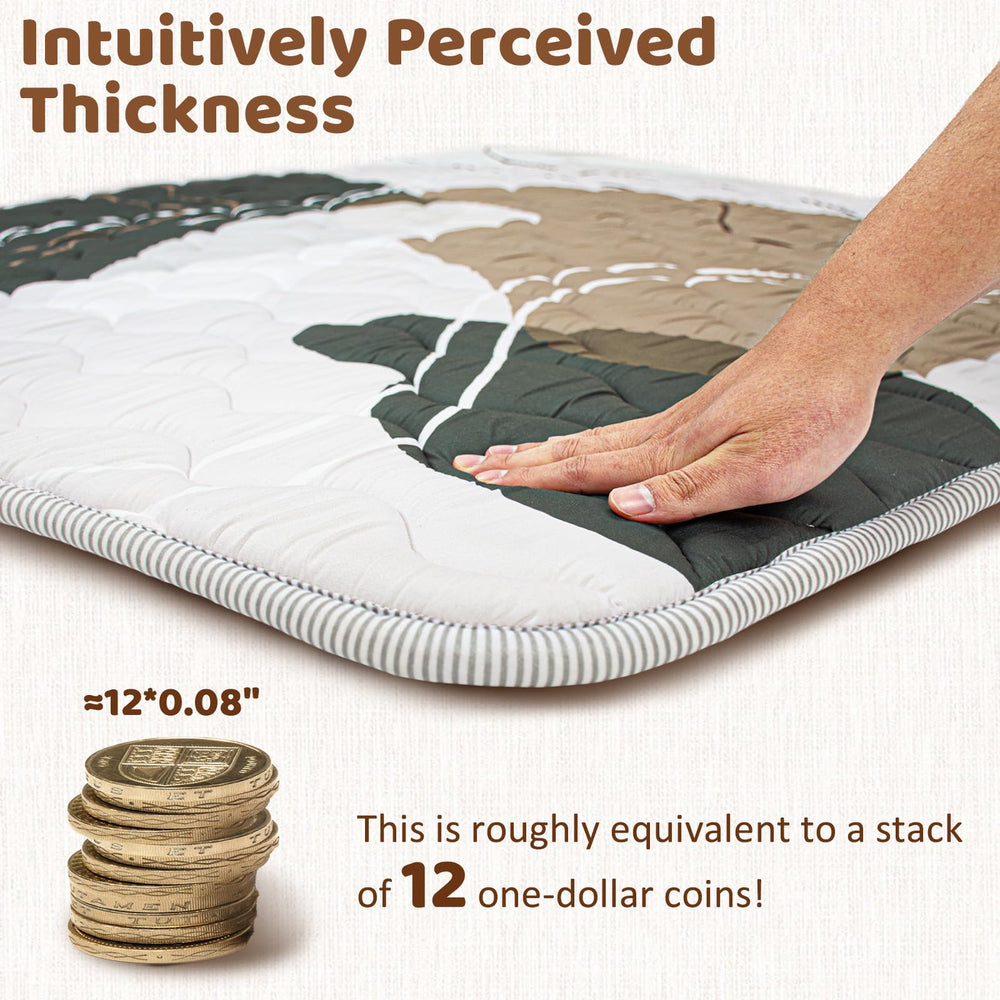Beavtaens baby play mat folds flat for easy storage.