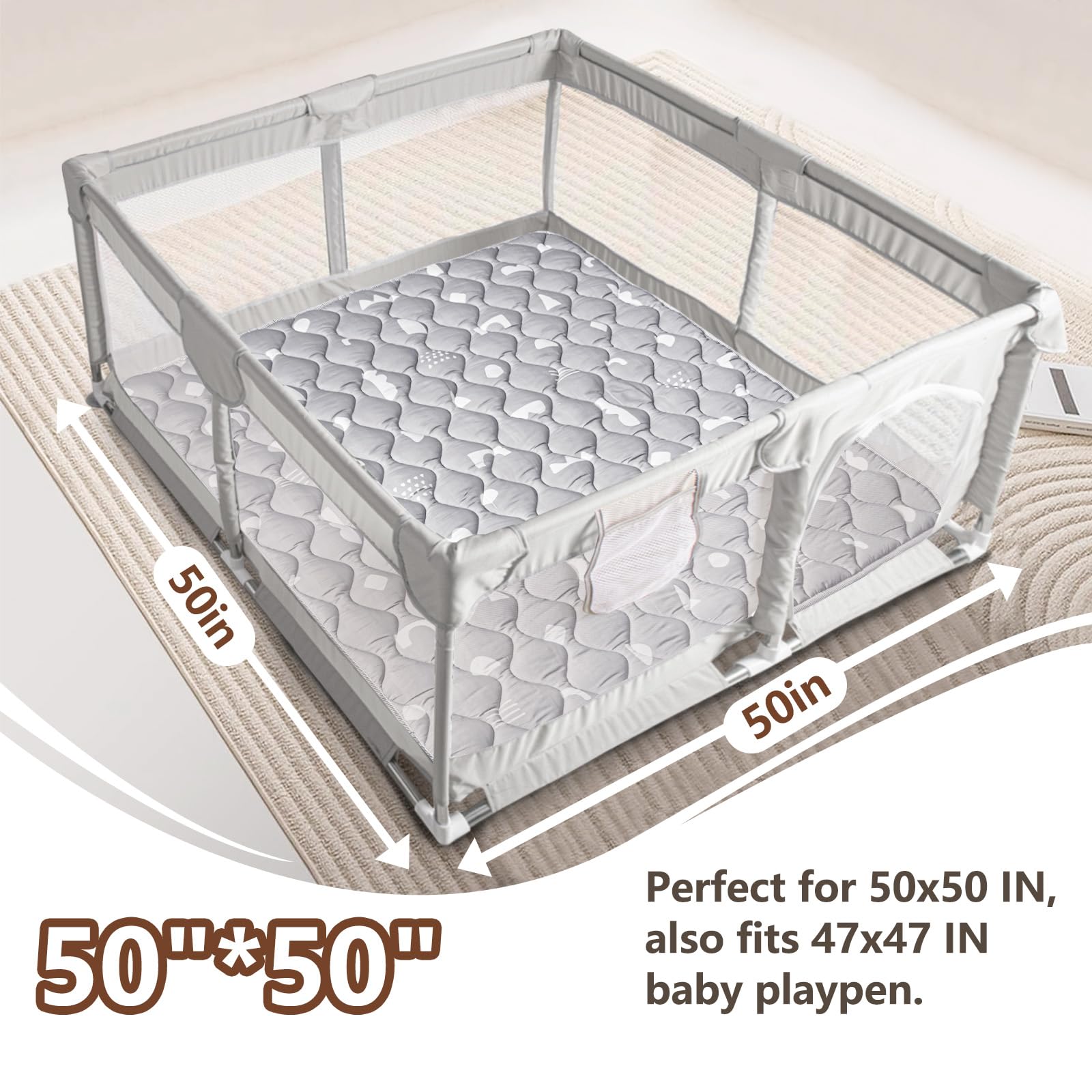 Beavtaens play mat shows non-slip back for secure crawling on floor