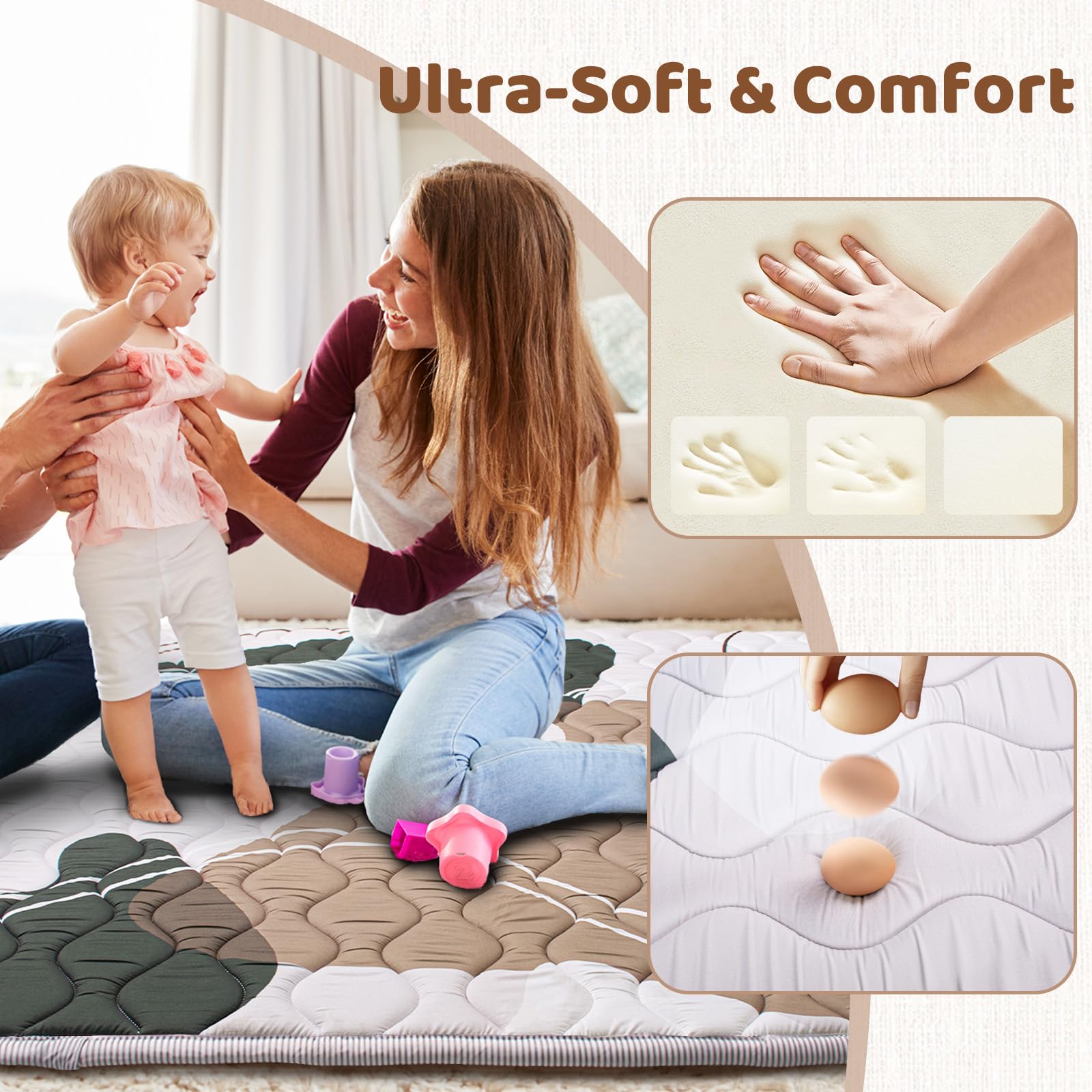 Beavtaens baby play mat fits perfectly in a 50x50 playpen.