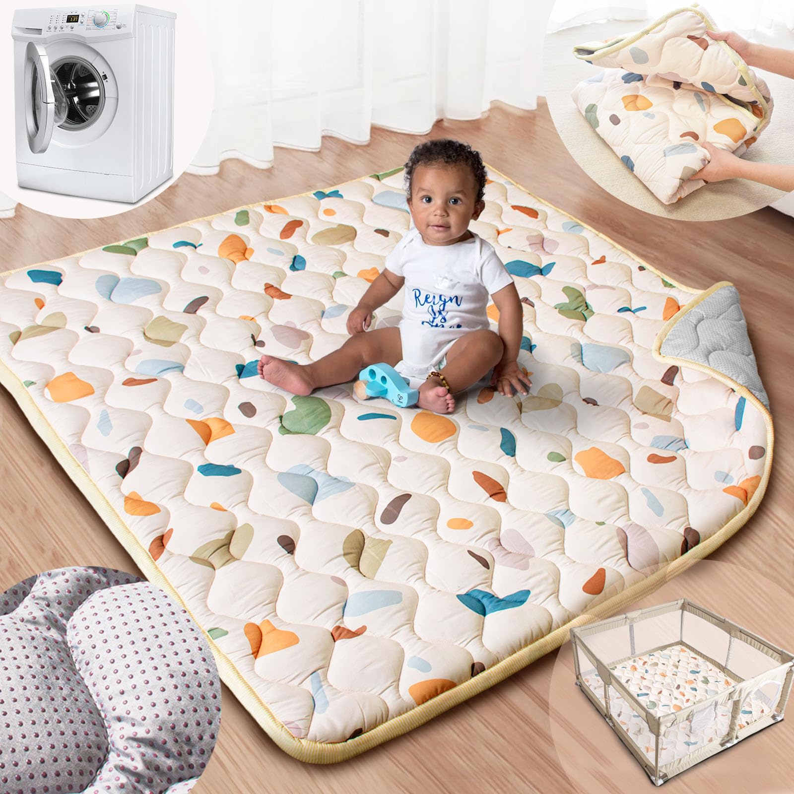 Beavtaens baby play mat roll-up demonstrates quick setup for on-the-go play.