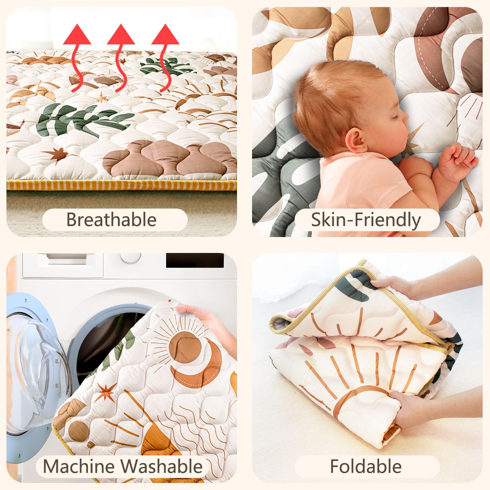 Beavtaens Boho Nature play mat rolls up for easy storage