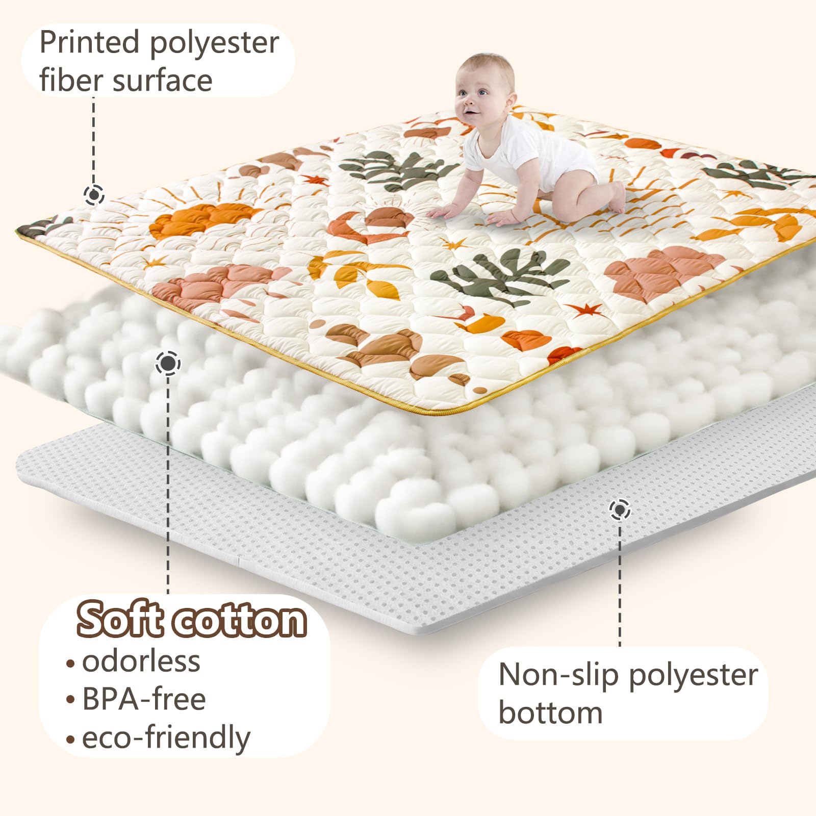 Beavtaens Boho Nature play mat is machine washable for easy cleanup