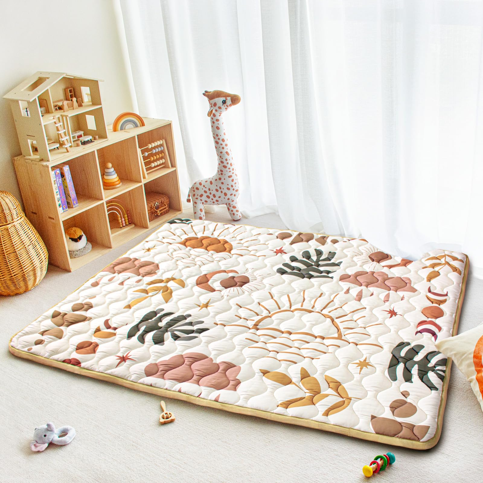 Beavtaens Boho Nature play mat ships vacuum-packed and relaxes with care