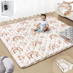 Beavtaens boho rainbow play mat offers a large 71x59 inch surface.