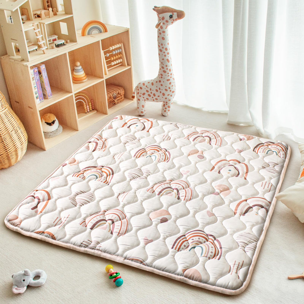 Beavtaens boho rainbow texture adds cheerful color to floor play.