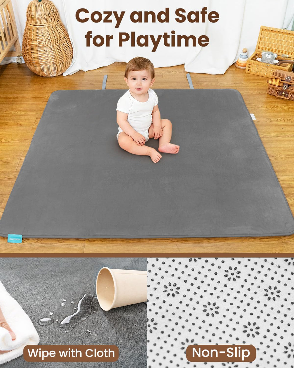 Beavtaens play mat with elastic storage strap enabling easy transport.