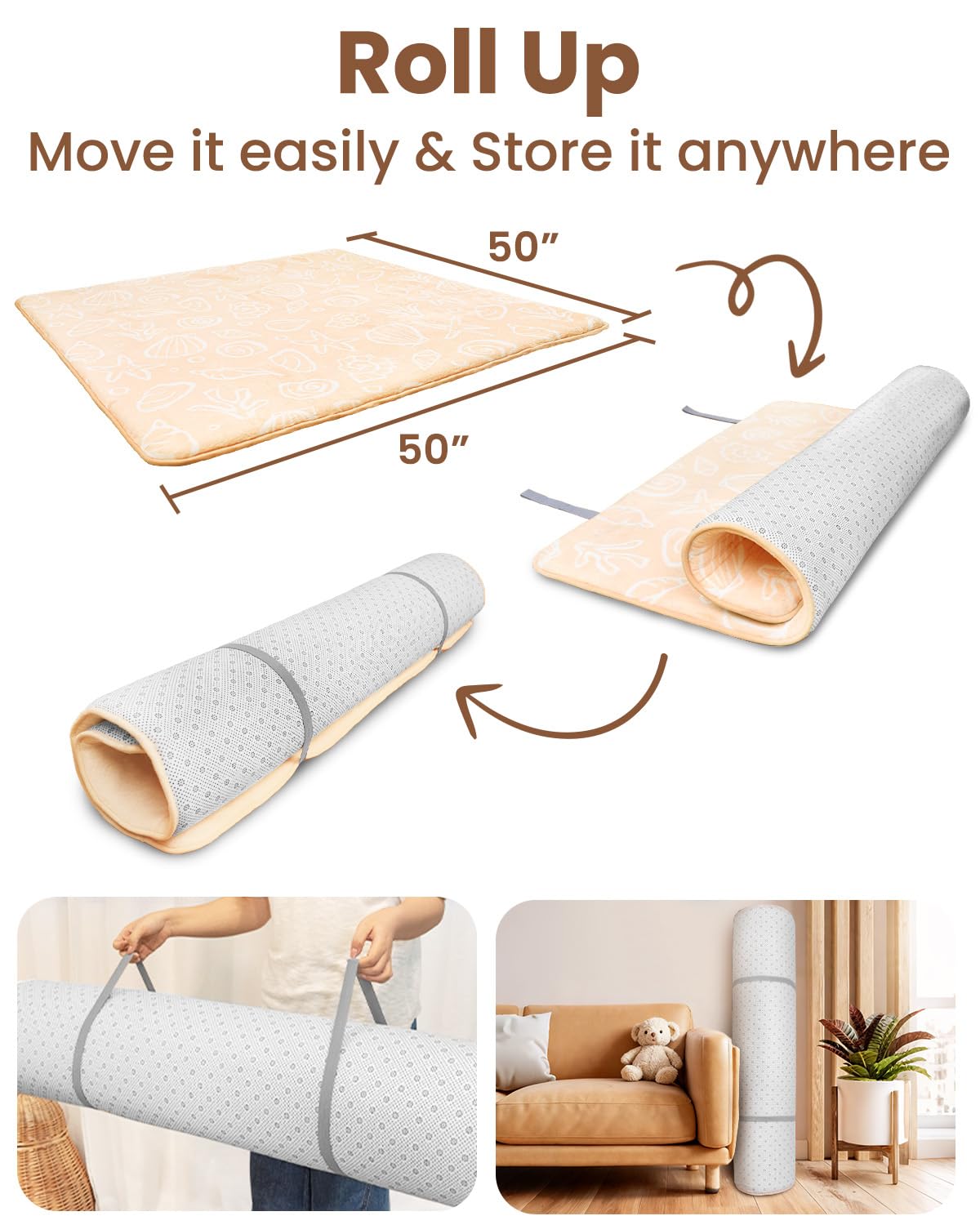 Beavtaens storage strap demonstrates easy folding for on-the-go families.