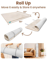 Beavtaens play mat showing the elastic strap for tidy storage and portability.