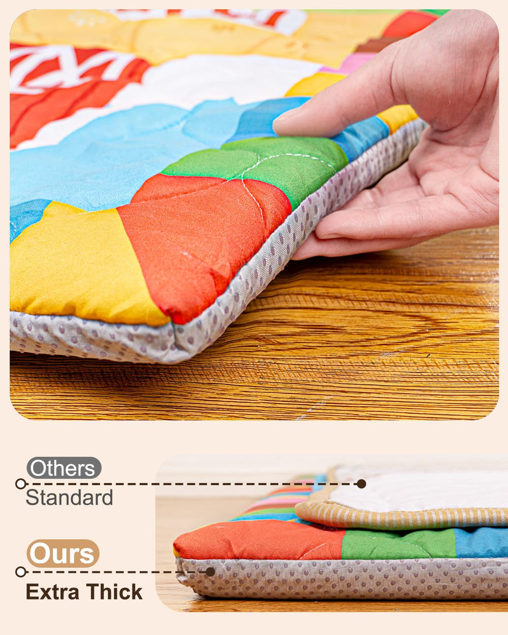 Beavtaens mat's non-slip bottom keeps crawling area stable
