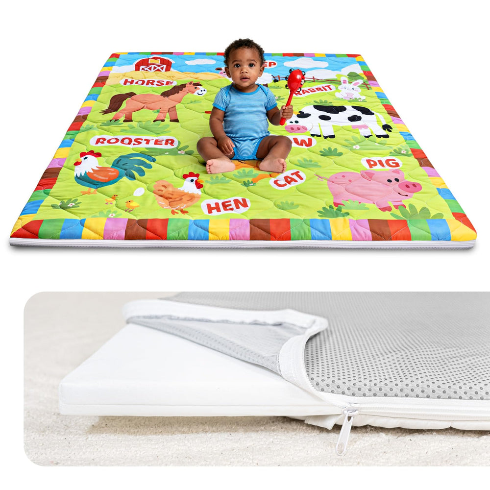 Beavtaens foam baby play mat with removable cover for easy cleaning