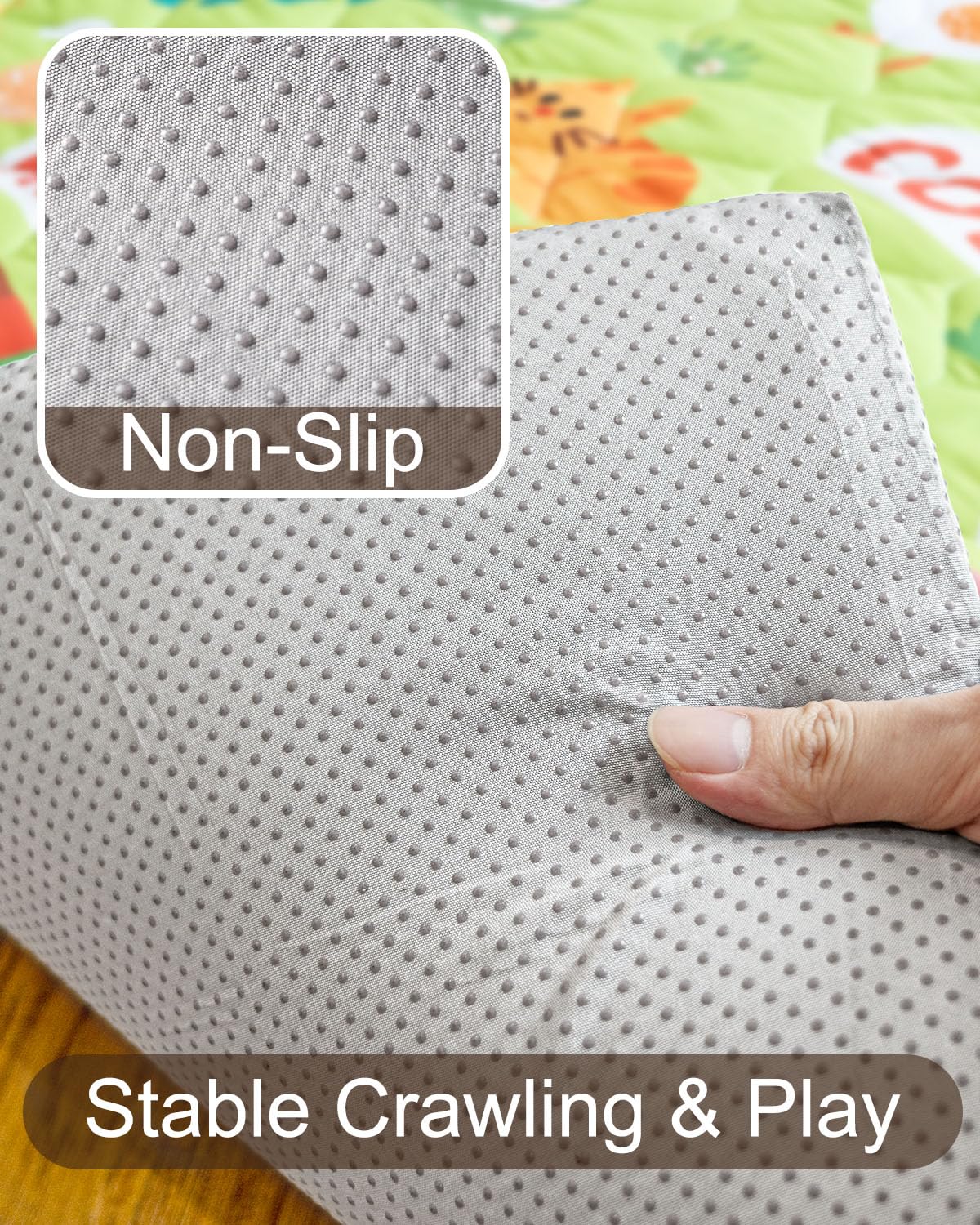 Beavtaens 50x50 play mat fits standard playpens for versatile use