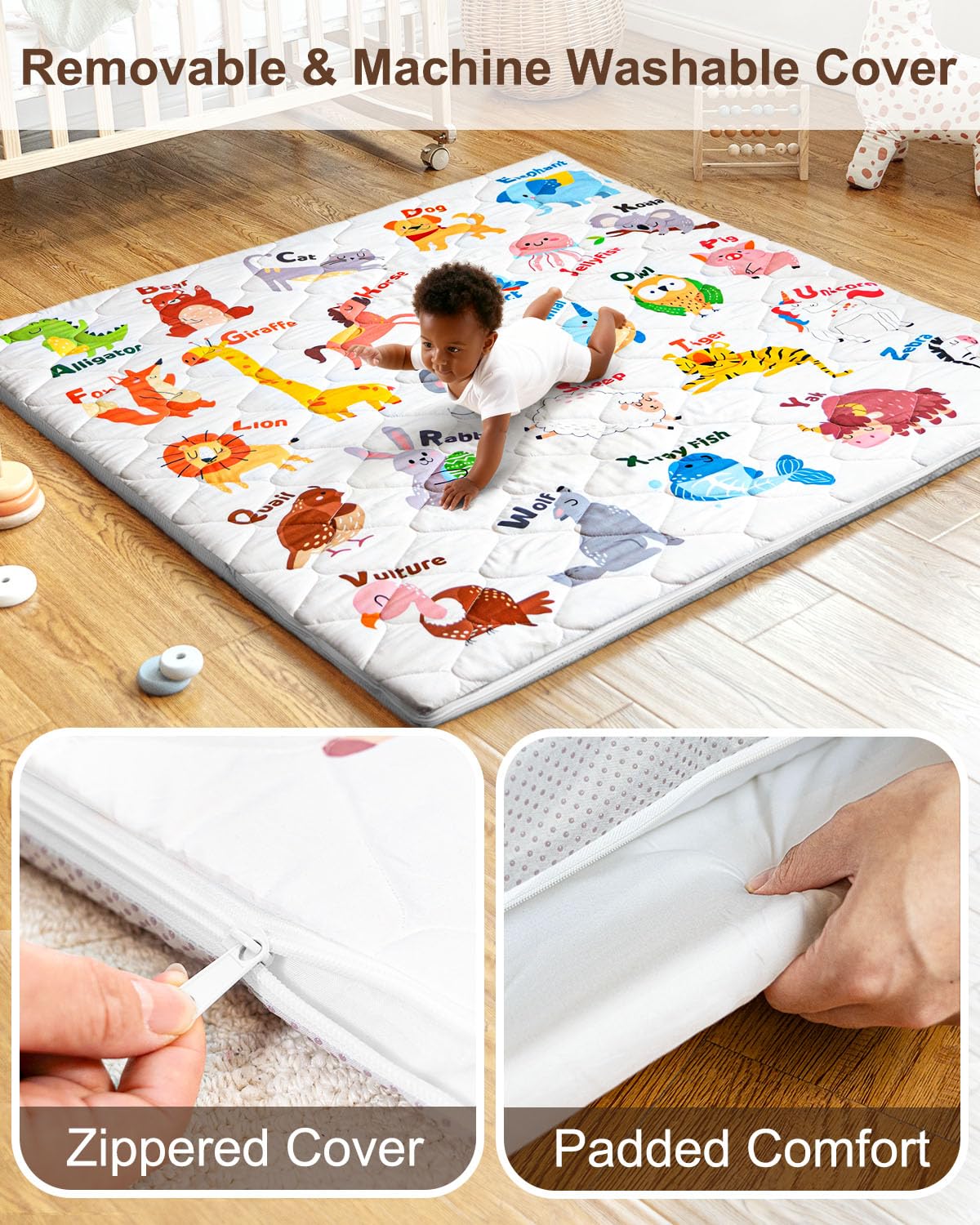 Beavtaens thick-core play mat cushions tiny knees during crawling