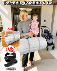 Beavtaens Leaf play mat rolled for compact storage after outdoor use