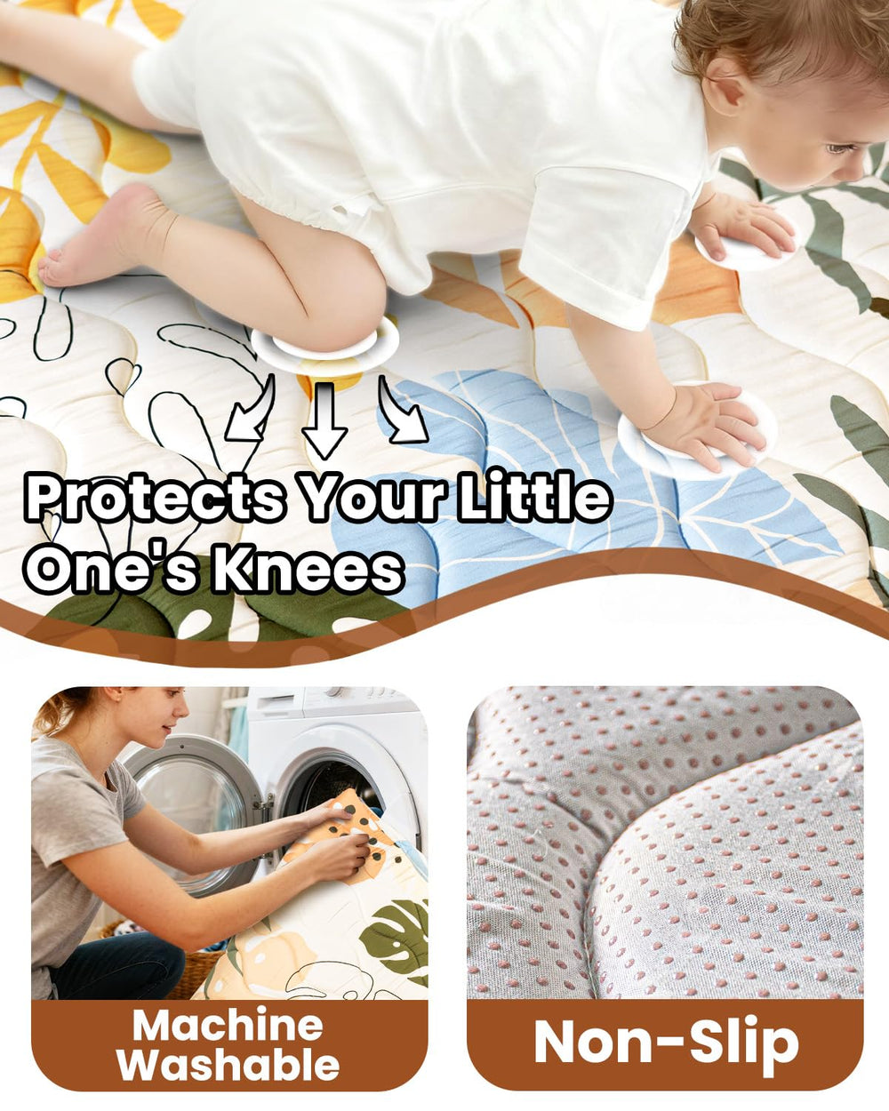 Beavtaens Leaf versatile 50x50 mat suits tummy time and crawling