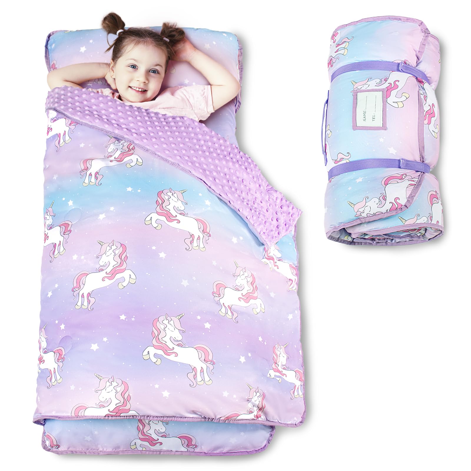 Beavtaens nap mat 55x22 with pillow and minky blanket for cozy naps.