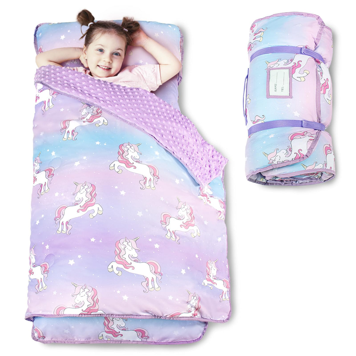 Beavtaens nap mat 55x22 with pillow and minky blanket for cozy naps.