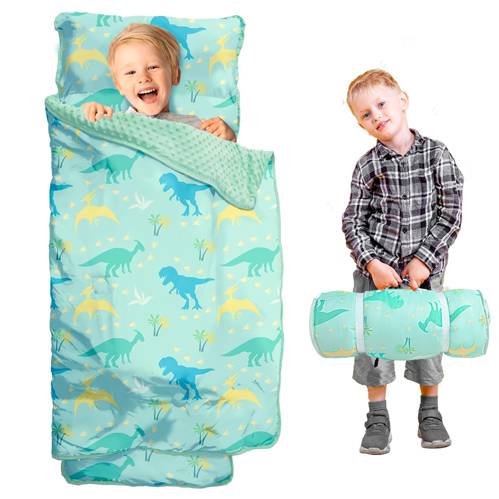 Beavtaens nap mat in dinosaur design, 55x22 inches, ideal for preschool naptime.