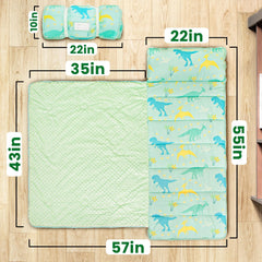 Beavtaens nap mat with integrated dinosaur-themed pillow for comfy naps.