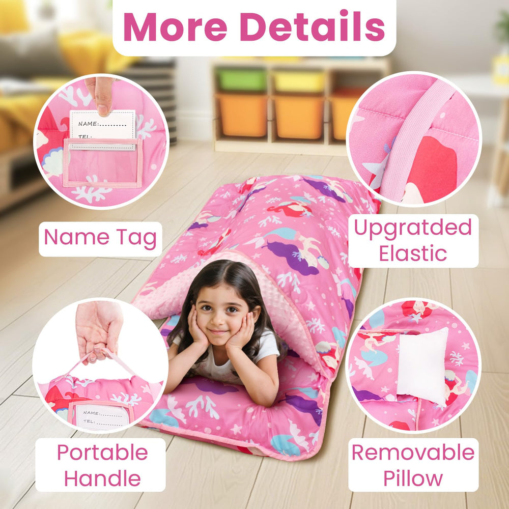 Beavtaens nap mat portable handle for easy carrying.
