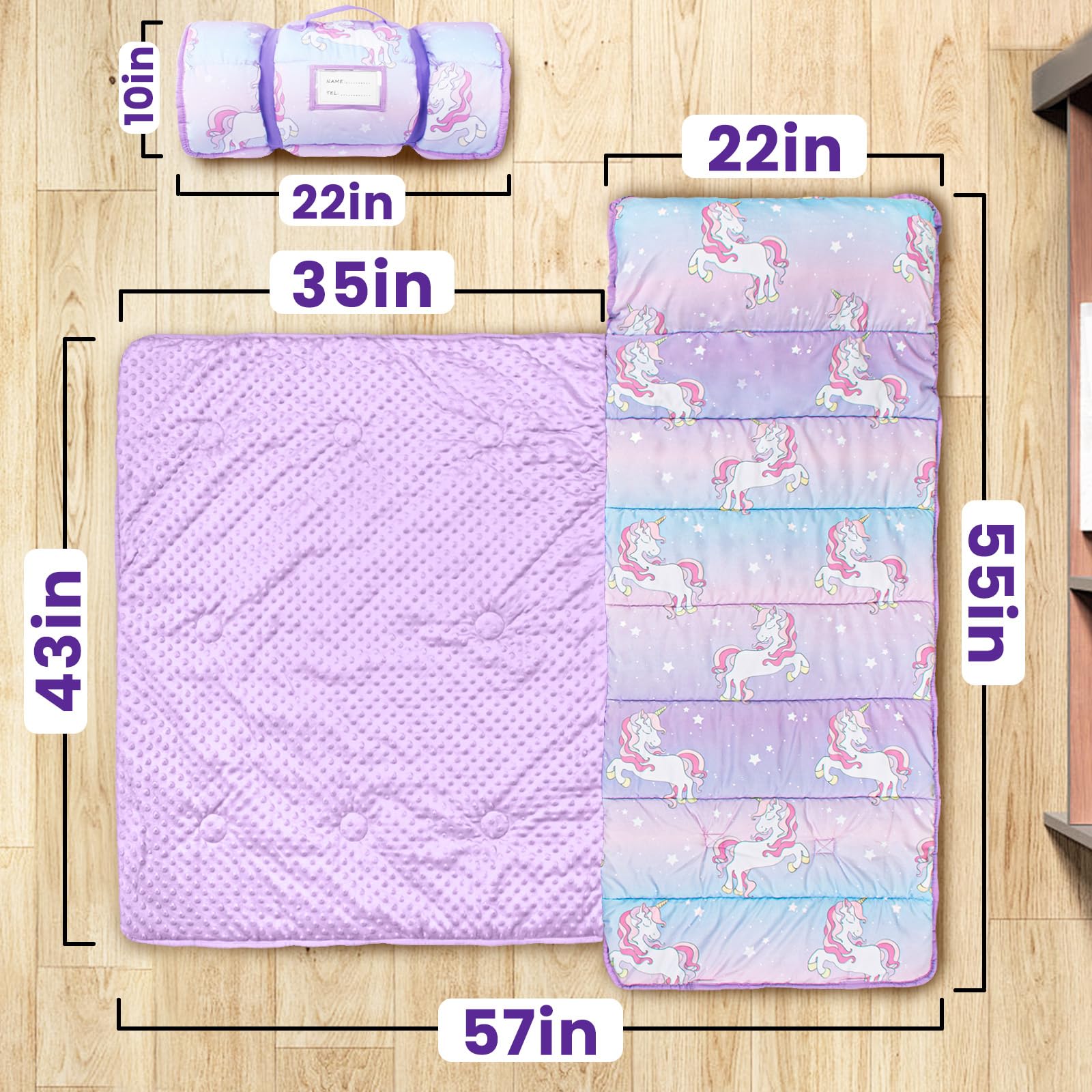 Beavtaens nap mat rollable with handle for easy transport.