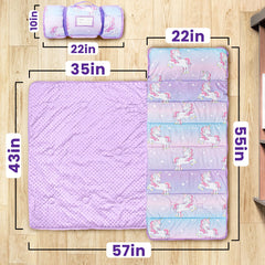 Beavtaens nap mat rollable with handle for easy transport.