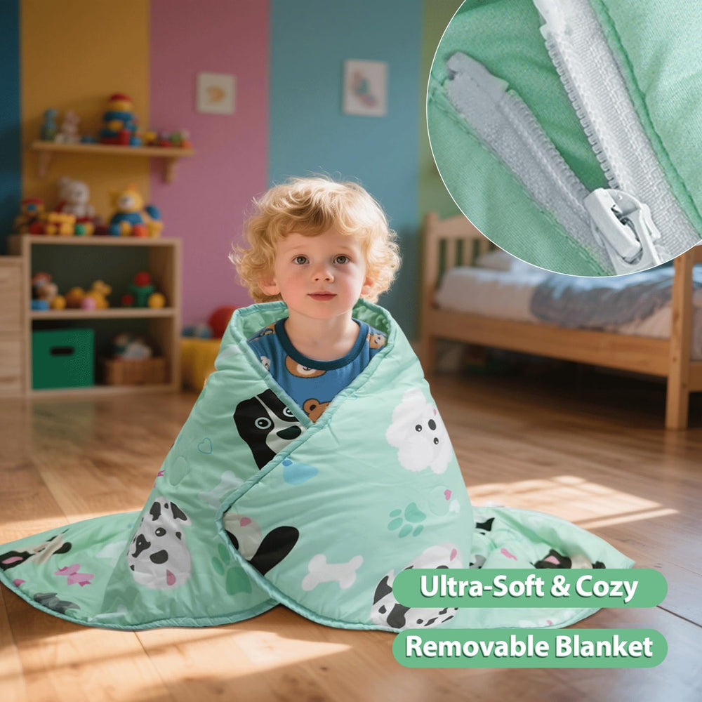 Beavtaens nap mat with built-in pillow visible for quick nap time