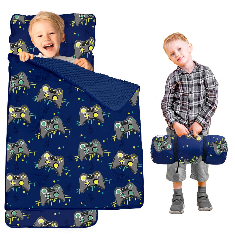 Beavtaens toddler nap mat with pillow and minky blanket for cozy comfort