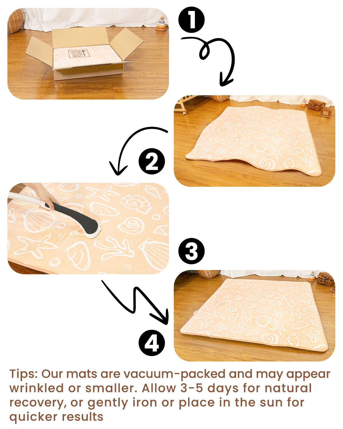 Beavtaens versatile mat shown in living room supports family play.