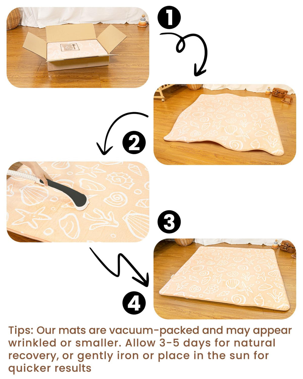 Beavtaens versatile mat shown in living room supports family play.