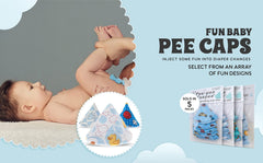 Beba Bean Pee-Pee Teepee in use at changing table avoids splashes.